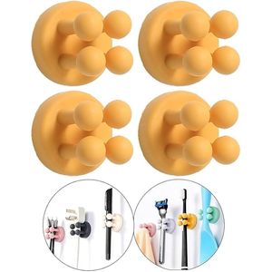 Set di 4 Portaspazzolini in Silicone con Ganci per Rasoi, Adesivi da Parete per Appendere Asciugamani, Chiavi, Cavi, Set di Organizzazione a Muro - Product Image 1