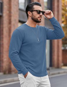 Men Waffle Knit Thermal <b>Undershirt</b> Winter Warm <b>Long</b> <b>Sleeve</b> OEM Manufacturer - Product Image 2