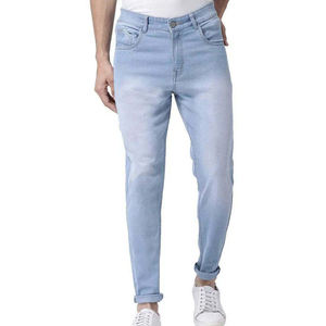 Pantalon en jean bleu délavé effet neige pour homme, respirant, de haute qualité, personnalisable, vente en gros, décontracté - Product Image 1