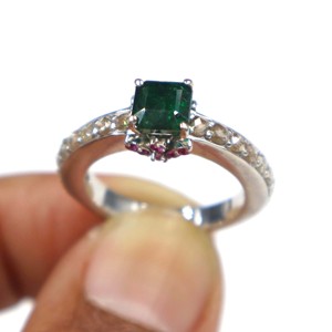 <b>Emerald</b> with Diamond Cut Gemstone <b>Ring</b> 925 Sterling <b>Silver</b> <b>Ring</b> Wholesale Natural <b>Emerald</b> Stone <b>Silver</b> <b>Ring</b> Jewelry Gift - Product Image 1