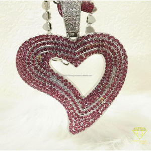 Colgante de Corazón de Piedra Rosa con Diamante Moissanita, Plata de Ley 925, Collar Personalizado con Incrustaciones de Diamantes - Product Image 5