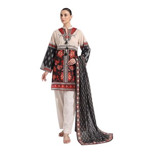Ensemble Kurta traditionnel en coton pour femme avec imprimé floral et dupatta, style Inde-Pakistan, coupe régulière longueur cheville, pour tenue décontractée - Product Image 1