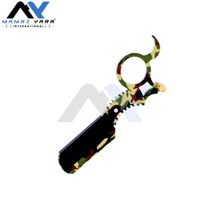 Rasoir de Barbier Professionnel à Lame Droite en Acier Inoxydable avec Anneau, Manche Camouflage pour la Coupe de Cheveux et le Rasage - Product Image 5