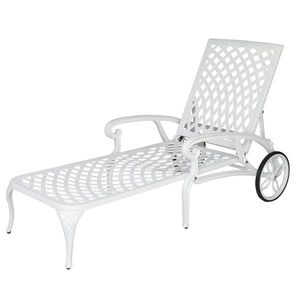 Tumbona de aluminio fundido para patio, color blanco, con respaldo ajustable, 193*64.5*93cm - Product Image 1