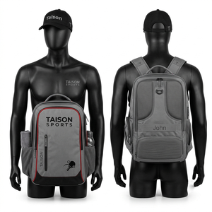Premium 420 GSM Polyester Gray Black Red Panel Tennis Bag Multi Panel Custom Screen Print Logo <b>Backpack</b> - Product Image 1