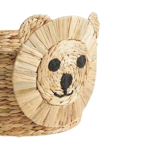Lion Water Hyacinth Storage <b>Basket</b> Woven Lion Shaped Toy Organizer Bin Cute Safari Animal Kids Nursery <b>Hamper</b> - Product Image 4