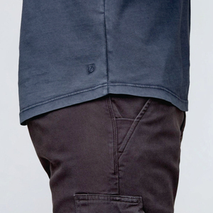 Men Black Straight Fit Casual <b>Trousers</b> <b>Elastic</b> <b>Waist</b> Breathable Side Pockets Right Leg Logo Spring Style Woven Cotton Fabric - Product Image 5
