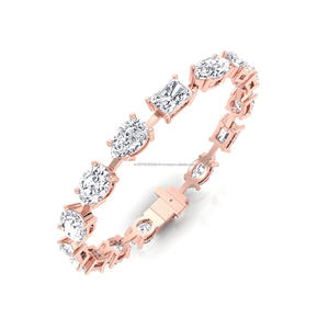 Chaîne de tennis en diamants de laboratoire IGI de luxe, personnalisable, haute joaillerie pour femmes, bracelet de tennis en diamants en or 10/14/18 carats - Product Image 4