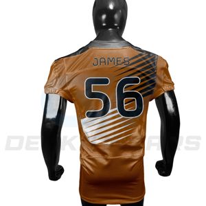 Jersey de Fútbol Americano Sublimado con Diseño de Logotipo Personalizado OEM, 12 Paneles, Manga Corta, Cuello en V, 100% Poliéster Malla, Verano - Product Image 2