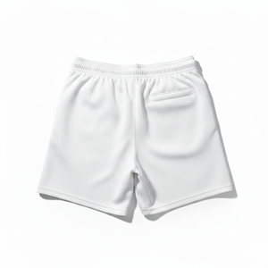 Pantalones Cortos Blancos de Malla 100% Poliéster, Secos y Cómodos, con Cintura Elástica y Cinta de Punto a Rayas - Product Image 2