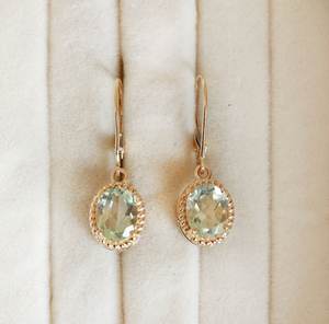 Pendientes Colgantes de Amatista Verde de 3.35Ct, Plata de Ley 925, Chapados en Oro Amarillo de 14K, Joyería Art Deco para Mujer - Product Image 1