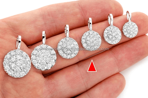 Wholesale 10K <b>Solid</b> <b>Gold</b> Rhodium Women's Minimalist Two-Tier Halo Statement Necklace Lab Grown Diamond Fine <b>Pendants</b> Disc Charms - Product Image 3