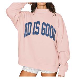 Sweat-shirt à col roulé pour femme, personnalisé et brodé sur le devant, en tissu éponge 180g, doublé, décontracté, respirant, écologique, séchage rapide, couleur unie, collection automne - Product Image 3