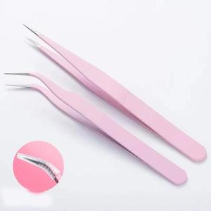 Pink Precision Eyelash Tweezers Stainless Steel Smooth Tip For Eyelash <b>Extension</b> - Product Image 4