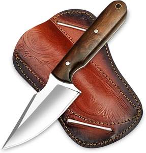 Cuchillo Skinner de Acero D2 Hecho a Mano, Mango de Acero Inoxidable, Hoja Fija de Espiga Completa, Funda de Cuero, para Supervivencia al Aire Libre, Camping, Bricolaje, Regalo 8 - Product Image 1