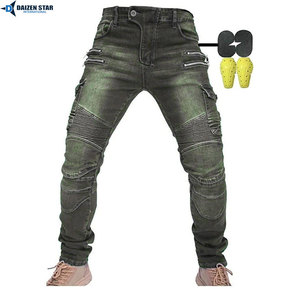 Jean en denim respirant renforcé d'aramide DAIZEN STAR pour moto avec protection en Kevlar, polyester/coton de haute qualité - Product Image 5