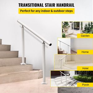 Kit Ringhiera per Scale in Alluminio Bianco Regolabile per Esterni, Corrimano da 1,2 m per 1-4 Gradini, Dispositivi di Assistenza per Anziani - Product Image 2