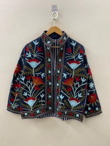 Wholesale <b>Reversible</b> Handmade Suzani Velvet Floral Embroidered Uzbek Chapan Bohemian Long <b>Coat</b> Ethnic Fashion Outerwear - Product Image 4