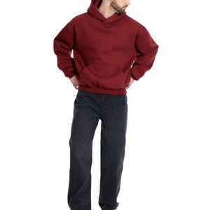 Custom High Quality Oversized Hoodie Heavyweight Cotton Pullover No Drawstring Streetwear Men Sweatshirt OEM ODM - Product Image 5