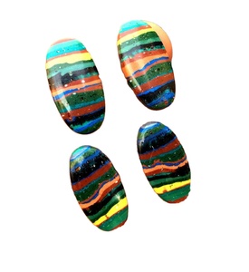 Good Quality 2 Pair Beautiful Natural <b>Rainbow</b> Calsilica Loose Gemstone Cabochon Smooth Oval Shape Jewelry Making - Product Image 1
