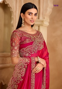 Sari de Seda Suave para un Look de Boda de Ensueño, Sari de Seda Banarasi de Diseño Moderno para Bodas Indias y Fiestas, con Blusa para Mujer - Product Image 5