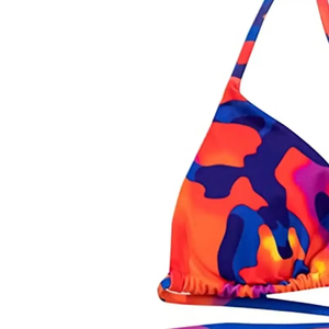 Printed Pattern <b>Bikini</b> <b>Set</b> Women Ruched Front Tie Two Piece Adjustable Strap Swimwear Summer Beachwear Wholesale - Product Image 4