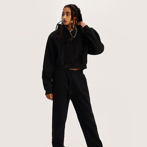 เสื้อฮู้ดครอปผู้หญิงแบบหนา ขายส่ง ผลิตตามสั่ง แห้งเร็ว ระบายอากาศดี ปักลาย อุ่นสบายสำหรับฤดูหนาว สไตล์ใหม่ - Product Image 2