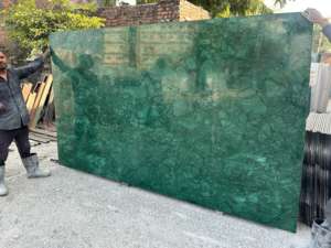 Marbre vert indien de luxe, pierre naturelle, marbre poli, panneau mural moderne, évier de cuisine, comptoir, meuble-lavabo, villa, intérieur - Product Image 2