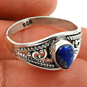 Handmade Dainty <b>Lapis</b> <b>Lazuli</b> Gemstone Stackable <b>Ring</b> 925 Sterling Silver Fine Bohemian Jewelry For Women Perfect Gift for Her - Product Image 2