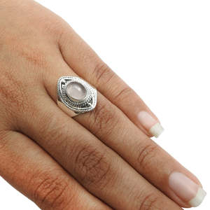 925 Sterling Silver Vintage <b>Ring</b> Comes With Oval Cut Rose <b>Quartz</b> Gemstone Handmade Bohemian Jewelry Perfect Gift For Him Or Her - Product Image 2
