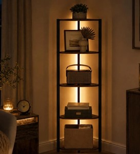 Modern Wooden Etagere Shelf 5-Tier Freestanding <b>Bookcase</b> Storage Rack for Living Room Home Furniture <b>Rustic</b> Design - Product Image 3