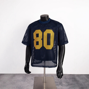 Camiseta de Fútbol Americano de Malla 100% Algodón para Hombre, Talla Grande, Estilo Urbano, Informal, Transpirable, con Logotipo Personalizado - Product Image 3