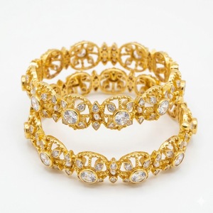 925 Silver Monzo Bangles Crystal Designer <b>Kada</b> Bracelet Set for Women Wedding Party Jewelry - Product Image 1
