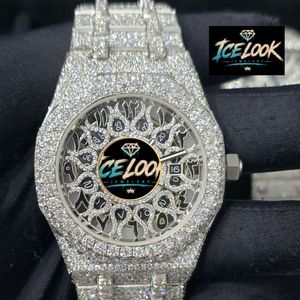 ICELOOK JEWELERY นาฬิกาข้อมือผู้ชายสุดหรู สแตนเลสสตีล หน้าปัด 40 มม. แบบโปร่งใส อนาล็อก ควอตซ์ คริสตัลแซฟไฟร์ ปุ่มกดแบบซ่อน สายขนาด 20 มม. - Product Image 5