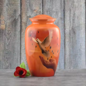 Urne funéraire internationale Falah de haute qualité, design moderne 2025 avec motif d'oiseau volant orange, idéale pour l'urne funéraire humaine - Product Image 1