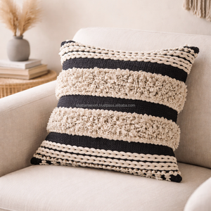 Housses de coussin bohèmes haut de gamme avec motif petits diamants, sur mesure, en coton et laine, style ferme, housses de coussin carrées bohèmes - Product Image 5