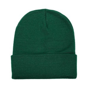 Bonnet unisexe en acrylique vert uni, tricoté, style décontracté, pour l'hiver, tour de tête 56-58 cm, tricoté à la machine - Product Image 1