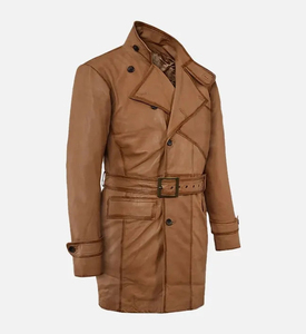 Wholesale Price Woolen Leather Coat for <b>Men</b> Winter Hot Selling Customized Outdoor Overcoat <b>Long</b> Sleeve Thick Anti-Wrinkle - Product Image 6