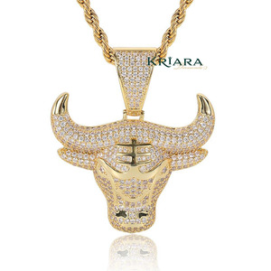 Pendentif Tête de Taureau en Argent 925 Plaqué Rhodium/Or de Luxe pour Homme avec Moissanite, Breloque Hip Hop pour Bijoux Quotidiens - Product Image 2