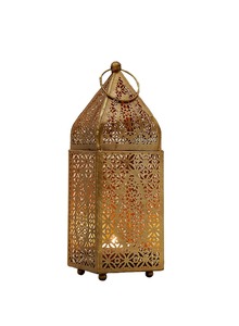 Brass Lantern With Intricate Cutout Design For Home Decoration - Product Image 4