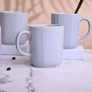 ชุดแก้วกาแฟเซรามิกเคลือบสีฟ้าใส 4 ใบ ใช้กับไมโครเวฟได้ เหมาะสำหรับกาแฟและนม - Product Image 3