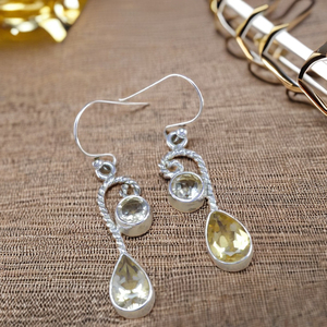 Unique Design 925 Sterling <b>Silver</b> Pear Cut Bezel Set Citrine Gemstone Hoop <b>Earring</b> For <b>Women</b> With Free Video And Picture - Product Image 1