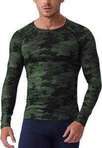 <b>Men's</b> Full Sleeve Sport <b>Compression</b> <b>Shirt</b> Orange Spandex/Polyester 140g Breathable Sublimation Printed Front Logo Quick Dry - Product Image 2