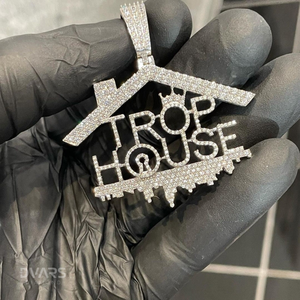 Colgante Personalizado con Diseño de Casa Hip Hop, Letra de Casa Personalizada, Moissanita, Plata de Ley 925, Chapado en Oro de 18K, para Fiesta de Raperos - Product Image 1