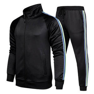 Ensemble de survêtement blanc pour homme, manches longues, fermeture éclair, col montant, poches latérales rayées, vêtements décontractés d'automne, polyester respirant - Product Image 5