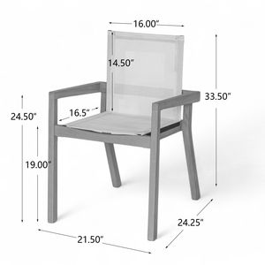 Moderno Juego de Comedor de Madera de Acacia de 7 Piezas, 6 Sillas y 1 Mesa Grande para Jardín, Patio o Terraza - Product Image 6