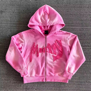 เสื้อฮู้ดดี้ผู้ชายแบบเต็มตัวทรงโอเวอร์ไซส์ ล้างสีแบบแอซิดวอช พิมพ์ลายสกรีน ทรงบ็อกซี่ ฟิต ผู้ชาย เสื้อฮู้ดดี้แบบดิสเทรส ขายส่ง FORTLEO IND - Product Image 6