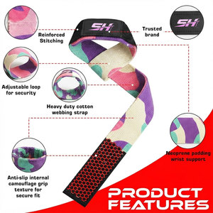 Multi Color Weightlifting <b>Straps</b> With Customizable Private Label Anti Slip Internal Camouflage Grip Breathable Low Price <b>Straps</b> - Product Image 5