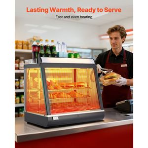 Espositore Riscaldato per Alimenti a 3 Livelli con Luci LED, 1200W, Ripiani Regolabili, Controllo Manuale della Temperatura 86-185°F - Product Image 2