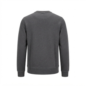 <b>Men's</b> Charcoal <b>Grey</b> Crewneck <b>Sweatshirt</b> Minimalist Pullover Casual Streetwear Long Sleeve Cuffed Custom <b>Sweatshirt</b> - Product Image 4